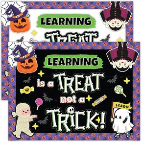 Decorably Halloween Bulletin Board Decorations Set with Background Papers & Borders - 70 Pcs Classroom Halloween Decorations, Halloween Classroom Decorations, Halloween Classroom Door Decorations