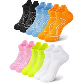 Womens Athletic Running Ankle Socks 6 Pairs - Comfortable Crew and Cushioned Low Cut Socks