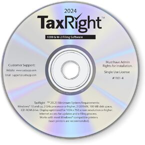 برنامج TaxRight 2024 (المعروف سابقًا باسم TFP) لملء النماذج الضريبية وطباعتها وحفظها، قرص مضغوط مصمم لأجهزة الكمبيوتر التي تعمل بنظام Windows واستخدام الشركات الصغيرة، متوافق مع نماذج الضرائب لعام 2024 in Kuwait