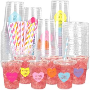 Whaline 60Pcs Halloween Disposable Plastic Cups with Lids and Straws 12oz Jack-O-Lantern Pumpkin Cold Beverage Drinking Cups for Trick or Treat Party Supplies