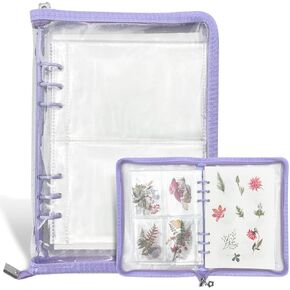 Sticker Storage Organizer Sticker Collecting Zipper Binder Album Reusable Sticker Collecting Book for Adult with Blank Release Paper and Pocket, A5 Sticker Album for Collecting Sticker (Black)
