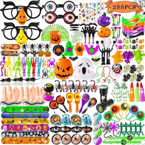 288 PCS Halloween Party Favors Toys Assortment for Kids, Kids Prizes in Bulk Trick-or-Treat Goodie Bag Fillers Pinata Filler School Classroom Rewards Halloween Toys