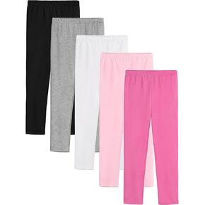 5 Pack Girls Leggings Cotton Leggings for Girls Tights Pants for Kids Toddler Stretchy Full Length Multipack Pull On