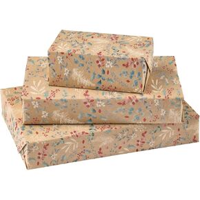 RUSPEPA Kraft Christmas Wrapping Paper Roll - Mini Roll - Kwanzaa Menorah Design for Holiday Gift Wrap - 17 Inches X 32.8 Feet