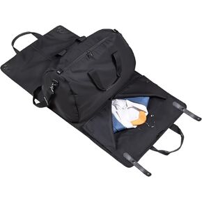 Univivi 2 in 1 High Capacity Hanging Suit Luggage Travel Bags, Carry On Garment Duffel Bag with Shoulder Strap for Travel and Business Wrinkle Free (Black)