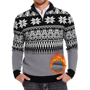 SIMIYA Men Pullover Sweater Quarter Zip Sweaters Mock Neck Mens Sweater Long Sleeve Cable Knit Sweater Polo Sweater