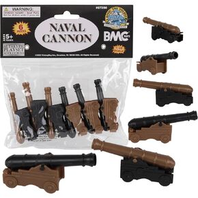 BMC CTS Naval Cannon Artillery - 6pc Black & Bronze Plastic Army Men Accessories