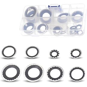 30 PCS Car Air Conditioning Compressor Port Gasket Combo Kit, High Temperature Resistant Waterproof Sealed Coolant Pump Gasket, Self-centering Parts, Suitable for Cars SUVs Trucks (Black)