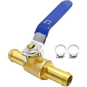 MDEOOSKY 5/8 Inch Brass Hose Barb Ball Valve Kit, Heater Hose Shut Off Valve, Car Heater Air Conditioning Ball Valve for Water Oil Gas Fuel line Fittings