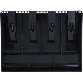 Cash Drawer Register Insert Tray, Replacement 4 Bills 3 Money Storage Box Plastic 12.6 x 9.6 x 1.4inch Black & White(Black)