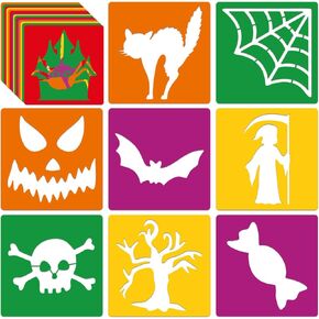 24 Pieces Unique Designs Halloween Chalk Stencils for Kids Outside Drawing Stencils Painting Sidewalk Stencils with Cute Template for Kids Toddlers Preschooler (5Inch)