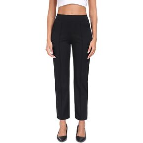 Agenlulu Stretchy Dress Pants for Women Elastic High Waisted Pull On Straight Leg Pants Ankle Business Casual Office Slacks
