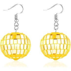 YANCHUN Disco Ball Earring Set Mirror Ball Necklace 70s Disco Outfit Woman Costume Accessories for Girls