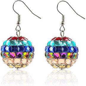 Disco Ball Earrings Rave Renaissance Earrings 60's or 70's Colorful Mirror Ball Earrings Disco Dance Music Party Outfit Accessories for Women