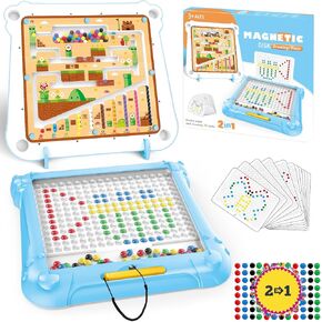 2 in 1 Magnetic Color and Number Maze - Magnetic Drawing Board for Kids Toddler, Montessori Toy for 3+ Year Old, Educational Preschool Learning Car Travel Toy for kid age 4 5 6 Girl Toy Boy Gift