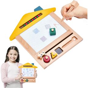 Prosumer's Choice Toddler Magnetic Drawing Board - Artistic Imagination Magnetic Drawing Board with Stamps, Durable and Long-Lasting Wood, Easy to Use, 12.2 x 12.2 Inches in Kuwait