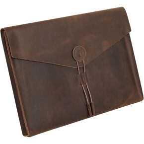 Genuine Leather Folder Portfolio, Leather File Folder Organizer，Envelope Document Holder for Men&Women, Personalized Leather Folio Laptop Sleeve Case for 15" Laptops, Tablets