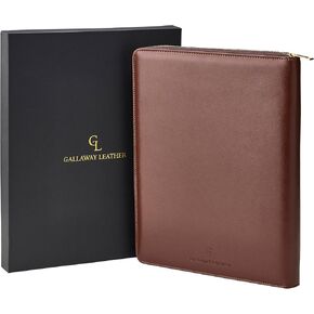 Gallaway Leather Zippered Portfolio Organizer,Genuine Leather Executive Business Binder Padfolio for Men and Women, Holder for Notebook Planner,Resume,Documents,Cards and iPad (Teal)