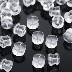 Earring Backs Rubber,50pcs Soft Clear Earring Backs for Studs,Hypoallergenic Silicone Earrings Backs Replacement (Clear)