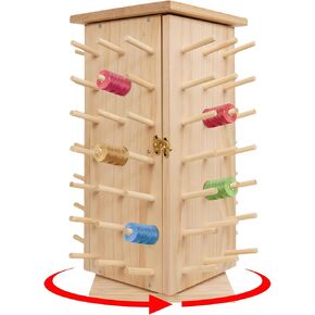 360° Fully Rotating Wooden Thread Holder，Embroidery Thread Organizer，Thread Rack for Sewing with 84 Spools，Thread Braiding Holder Storage for Quilting, Embroidery，Hair-braiding and Jewelry