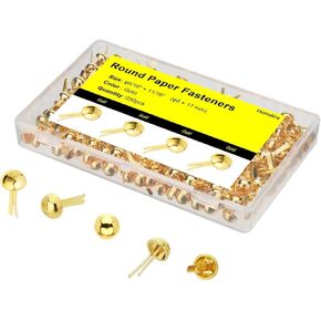 Paper Fasteners for Crafts, 250pcs Brad Fasteners, 8x17mm Gold Brads Paper Fasteners, Mini Metal Paper Brads, Split Pins, Round Head Fasteners