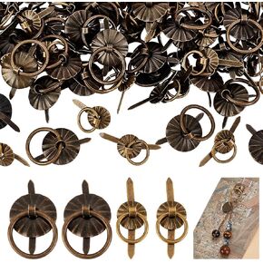 PH PandaHall 80pcs 2 Styles Metal Brad Fasteners with Pull Rings, Mini Pull Ring Handle Jewelry Drawer Pull Ring Brad Handles for Journal Paperback Book Albums Scrapbooks Jewelry Box, Antique Bronze