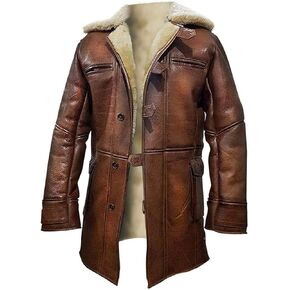 Sherpa Lined Leather Jacket Men - Sheepskin Coat Western - Chamarra Piel Para Hombre