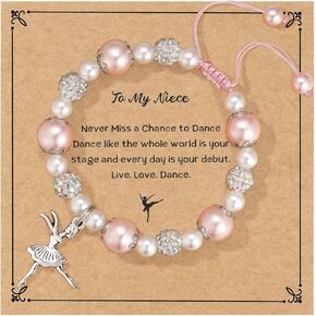 Dance Recital Gifts for Women, Dancing Sparkle Pink Dance Bracelet for Dance Lover Team, Ballerina Gift for Ballet Dancer, Dancing School Competition Gifts for Ballet Friends Mate