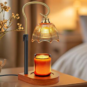 Candle Warmer Lamp,Electric Candle Warmer Lamp with Timer,Dimmable Adjustable Height, Candle Lamp for Jar Candles,Vintage Home Decor for Bedroom Living Room with 2 Bulbs (Amber)
