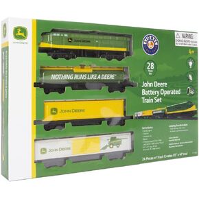 Lionel John Deere Miniature Ready-to-Play Set, Battery-Powered Model Train, Multicolor