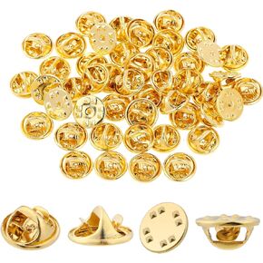 50PCS Locking Pin Backs for Enamel Pins Lapel Pin Backs Locking Pin Keepers Locking Clasp Brass Clutch Badge Insignia Clutches Pin Backs Replacement for Brooch Lapel Enamel Hat (Gold)