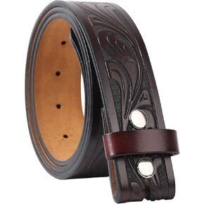 Ssumday Western Belts for Men Women without Buckle,Cowboy Belt 1.5" Genuine Leather Belt for Jeans Pants