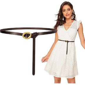 SUOSDEY Thin Belt for Women, Fashion Waist Belt for Dress Shirt, Adjustable Knot Skinny Belt