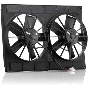 Be Cool 75007 High Torque Radiator Fan, 11" Dual Puller, Euro Black With Paddle Blades