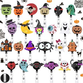 24 Pcs Christmas Badge Reel Felt Badge Holder with Clip Cute Holiday Badge Reel ID Badge Reel Name Badge Clips Retractable for Nurse Teacher Doctor Women Men Office Stocking Stuffer Ornament Gifts