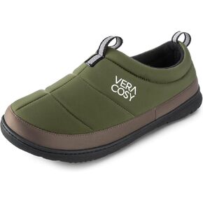 VeraCosy Men's Quilted Closed-back Slippers Comfy Lightweight Memory Foam Camping Style Indoor House Shoes