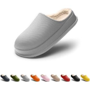 House Slippers for Women and Men, Cozy Soft Comfy Fuzzy Slip-on House Shoes Indoor/Outdoor Warm Winter Slippers with Plush Fleece Lining, Waterproof & Easy to Clean