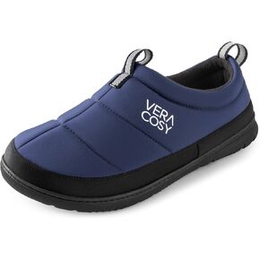 VeraCosy Men's Quilted Closed-back Slippers Comfy Lightweight Memory Foam Camping Style Indoor House Shoes