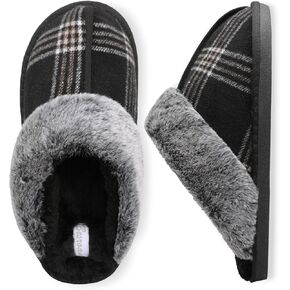 Besroad Mens Slippers Memory Foam House Slippers Warm Fuzzy Bedroom Slide House Shoes Indoor Outdoor Scuff