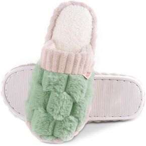 Slippers for Women,Retro Soft Plush Lightweight House Slippers Slip-on Cozy Indoor Outdoor Slippers,Slip on Anti-Skid Sole