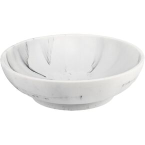 Large Decorative Bowl for Home Decor,Fruit Bowl for Kitchen Counter,Key Bowl for Entryway Table,Modern Pedestal Bowl,Centerpiece Bowl for Coffee Table,Living Room - Artificial Marble White