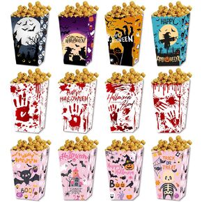 12 Pieces Halloween Popcorn Box Halloween Party Favor Snack Treat Boxes Candy Cookie Container Decorations Gifts for Kids Adults Halloween Party Favor Supplies