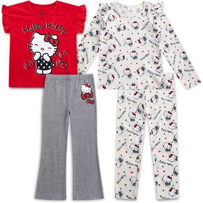 Hello Kitty Sanrio Girls Long Sleeve Shirt, T-shirt, and Pants 4 Pack Set for Big Kids in Kuwait