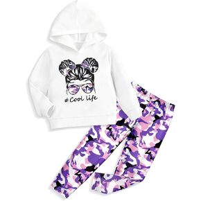 Little Girls Clothes 3-7Y Printed Hoodie Girls Sweatshirt Toddler Girl Clothes Camo Leggings Sweatpants