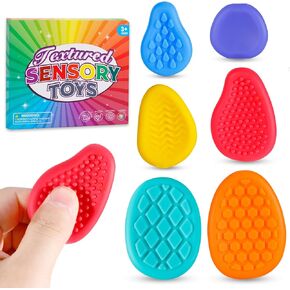 Sensory Fidget Toys for Kids Adults 6 PC Textured Soft Worry Stone Toy for Autism ADHD Teens Calm Down Quiet Anxiety Fidgets Stress Toys for Students Anxiety Relief
