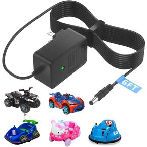 6V Battery Charger for Ride On Toys for Dynacraft, Flybar, Kids SUV, Smart Toy Bumper, Minnie Mouse Bumper, Sonic Ride, Spider-Man, Benz Car Power Adapter(6FT)