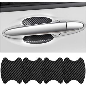 4PCS Car Door Handle Protector, Carbon Fiber Anti-Scratches Vehicle Door Handle Cup Sticker, Non-Marking Auto Handle Bowl Protective Film & Paint Guard, Universal for SUV, Sedan, Truck (Black)