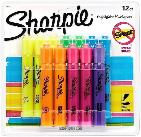 SHARPIE Tank Style highlighters, Assorted Ink Colors, Chisel tip, Assorted Barrel Colors, 12/Pack in Saudi Arabia