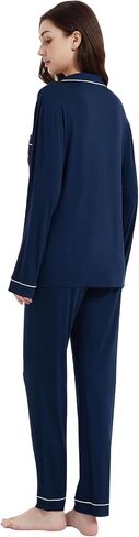 Women's Pajamas 95% viscose made from bamboo 5% spandex Long Sleeve Button-Down Soft Knit Sleepwear Set in Saudi Arabia