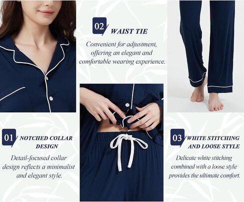 Women's Pajamas 95% viscose made from bamboo 5% spandex Long Sleeve Button-Down Soft Knit Sleepwear Set in Saudi Arabia